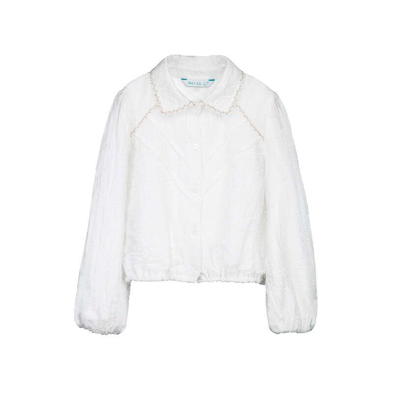 Abel &amp; Lula Long-sleeve shirt shiny ribbo Ivory