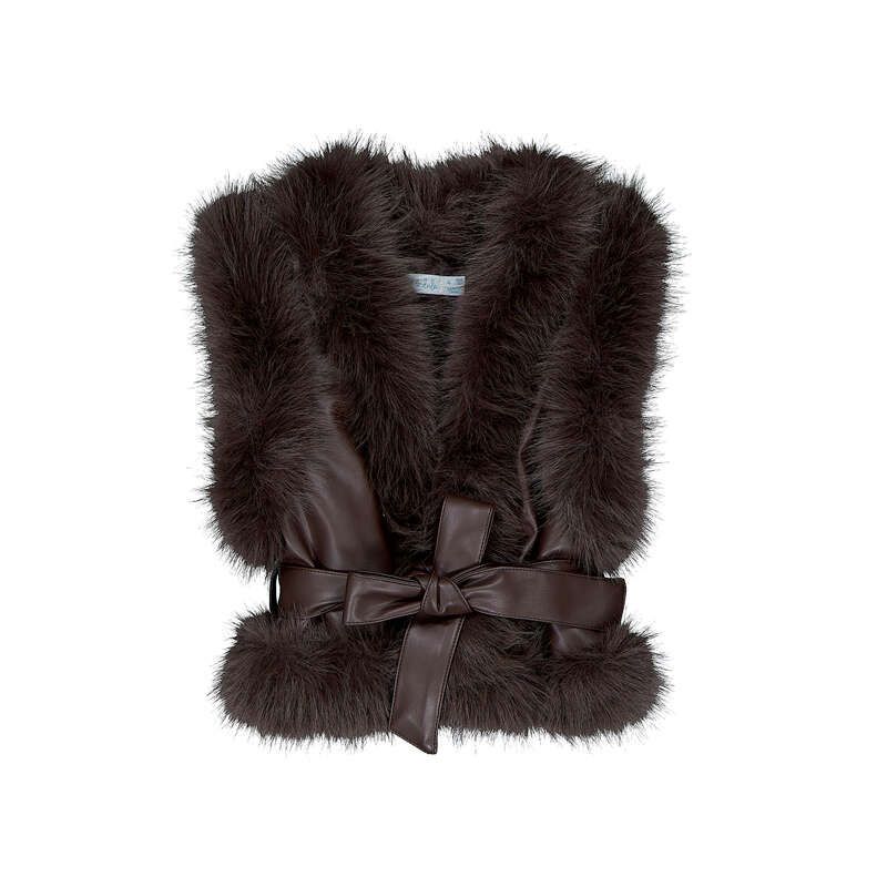Abel &amp; Lula Faux-fur padded vest Truffle