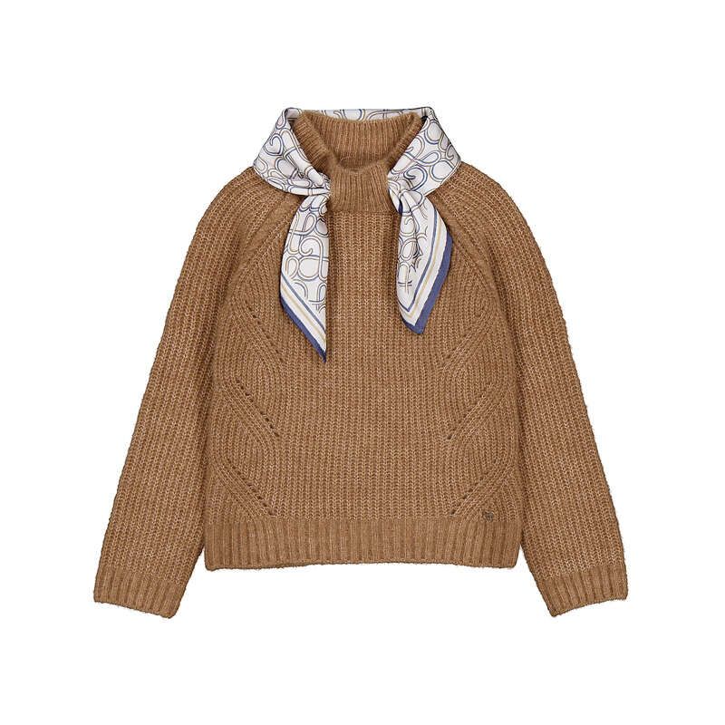 Abel &amp; Lula Scarf-detail sweater Camel