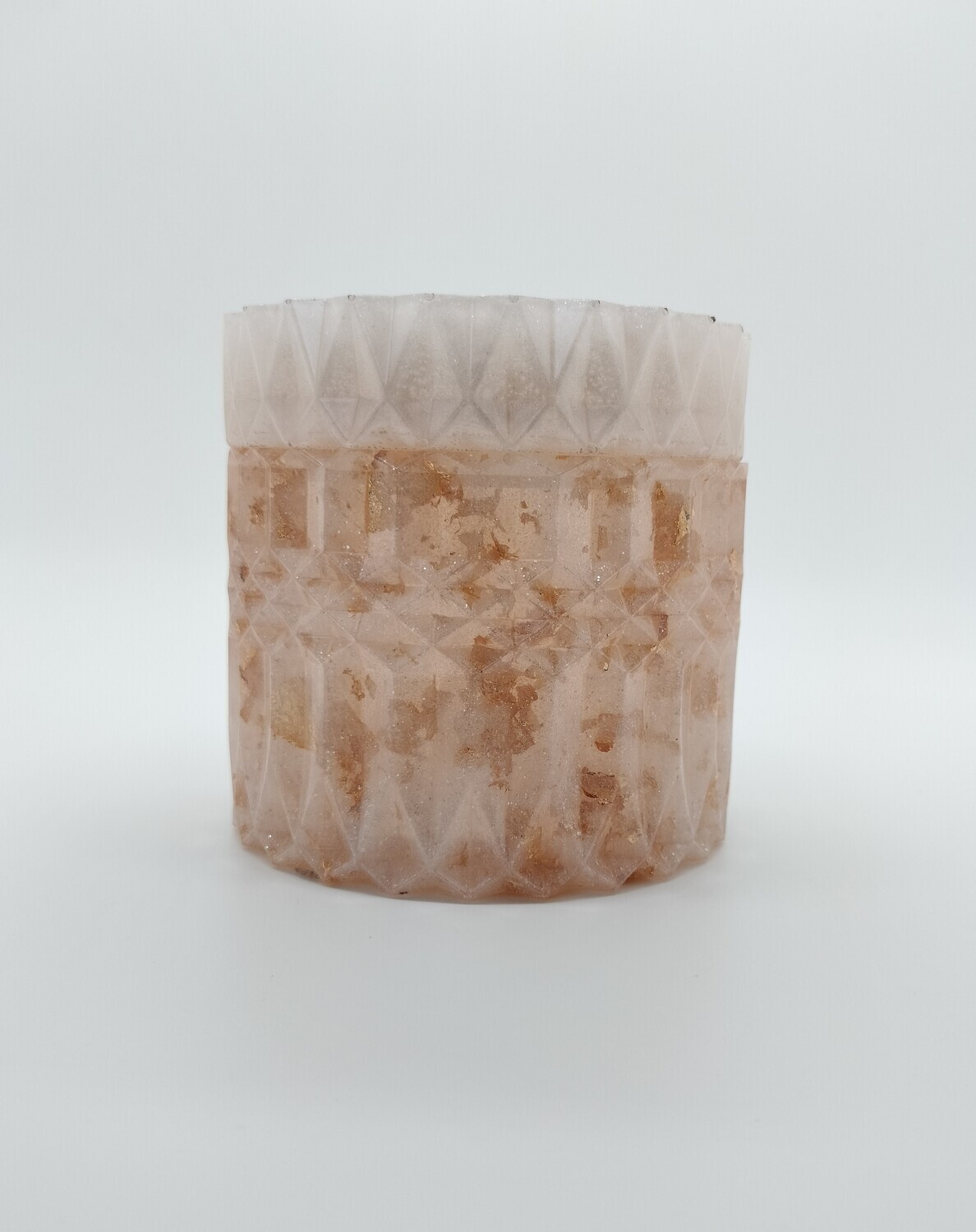 Potje wit met goudvlokken Potje wit met goudvlokken