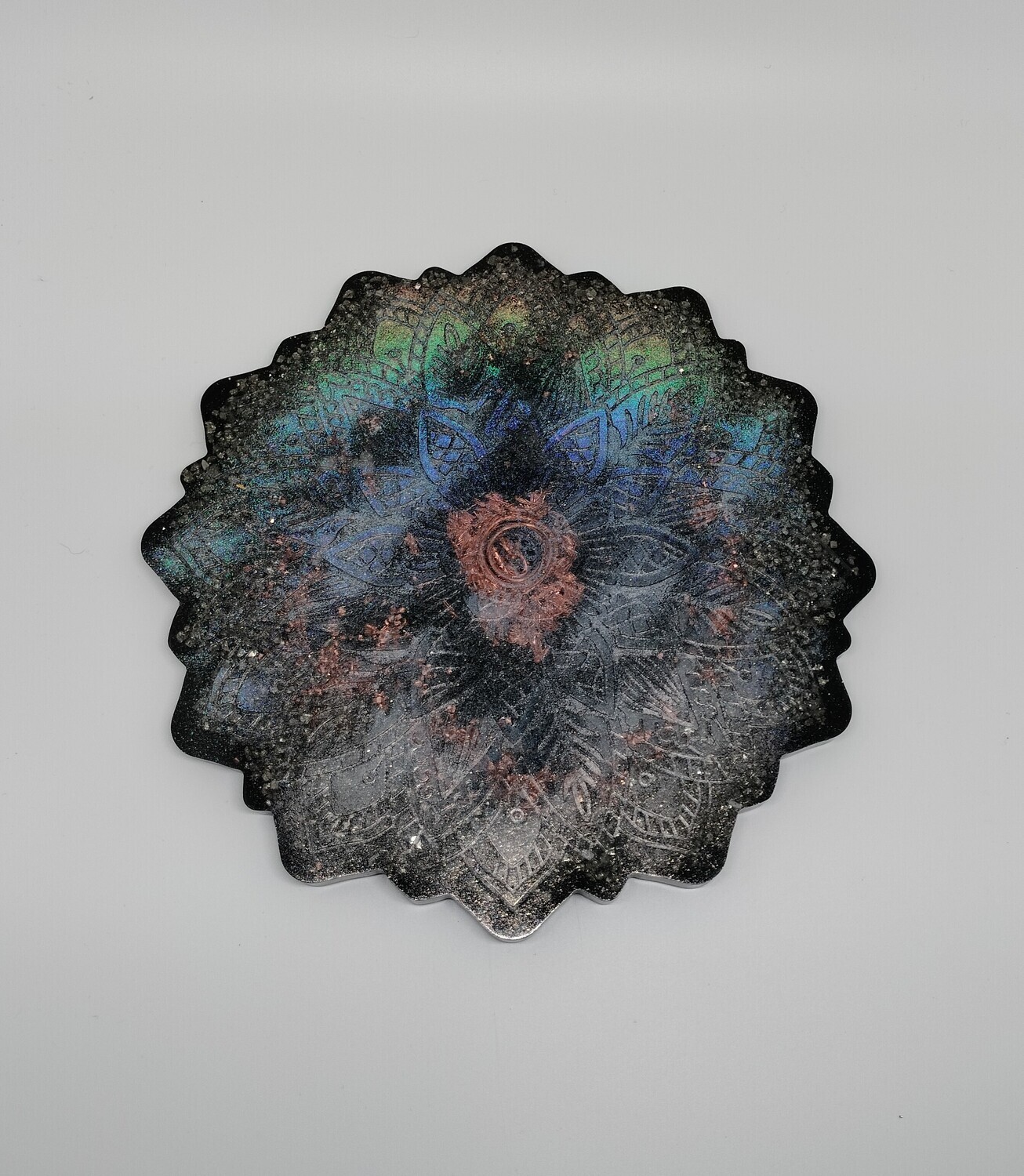 Oplaadschijf Mandala groot  holografisch Oplaadschijf Mandala groot  holografisch