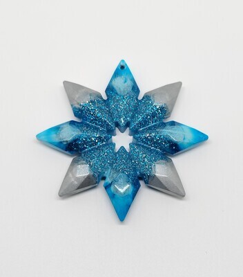 Kersthanger ster blauw en zilver