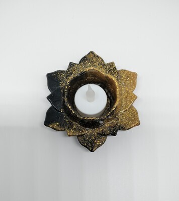 Lotus theelichthouder zwart/goud Lotus theelichthouder zwart/goud