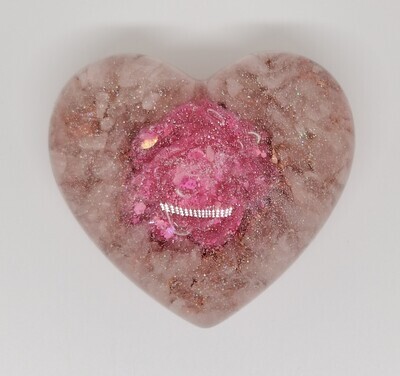 Orgonite hart L met roze pioenroos Orgonite hart L met roze pioenroos