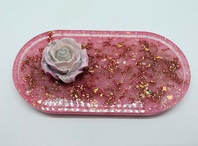 Orgonite plaatje met rozenkwarts Orgonite plaatje met rozenkwarts