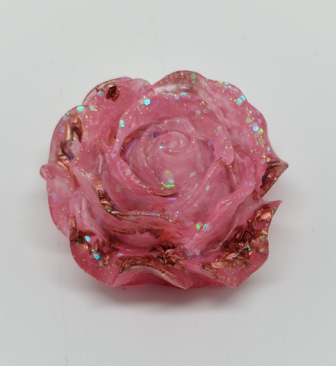 Orgonite roosje transparant roze (met rozenkwarts)