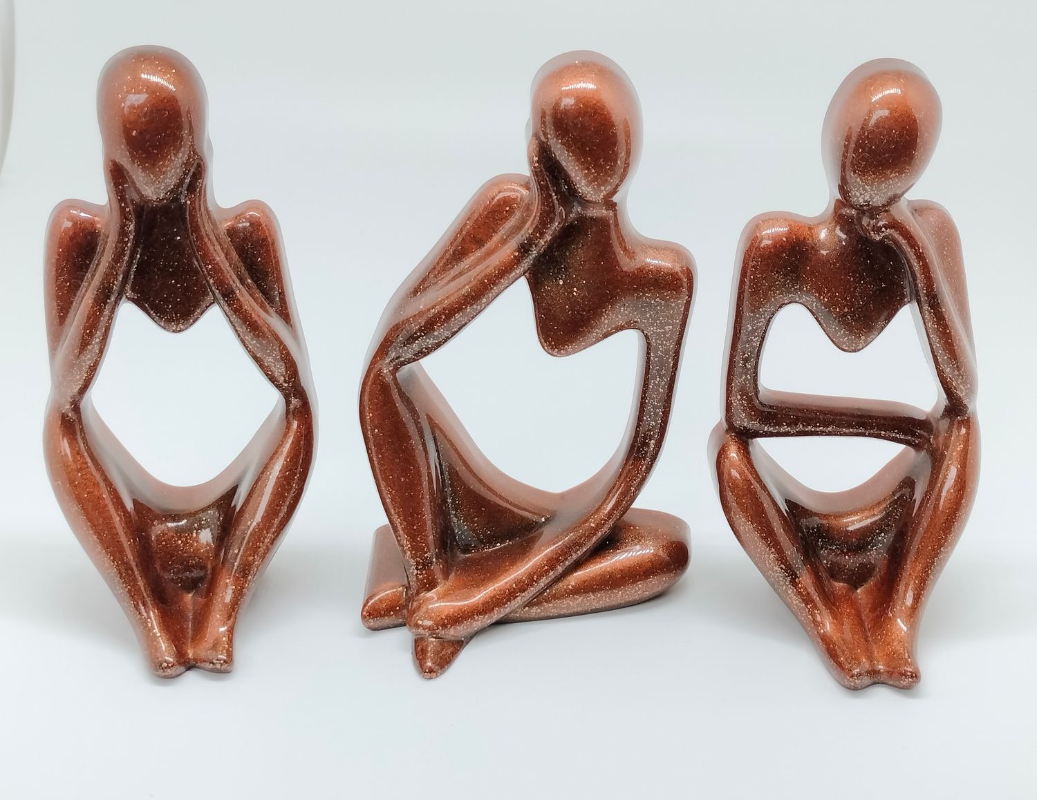 Set van 3 abstracte figurendonkerbrons Set van 3 abstracte figurendonkerbrons