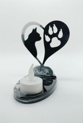 Herdenkings creatie voor kat/poes  (incl. LED theelichtje) Herdenkings creatie voor kat/poes  (incl. LED theelichtje)