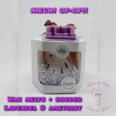 Wax melts + houder LAVENDEL & AMETHIST Wax melts + houder LAVENDEL & AMETHIST
