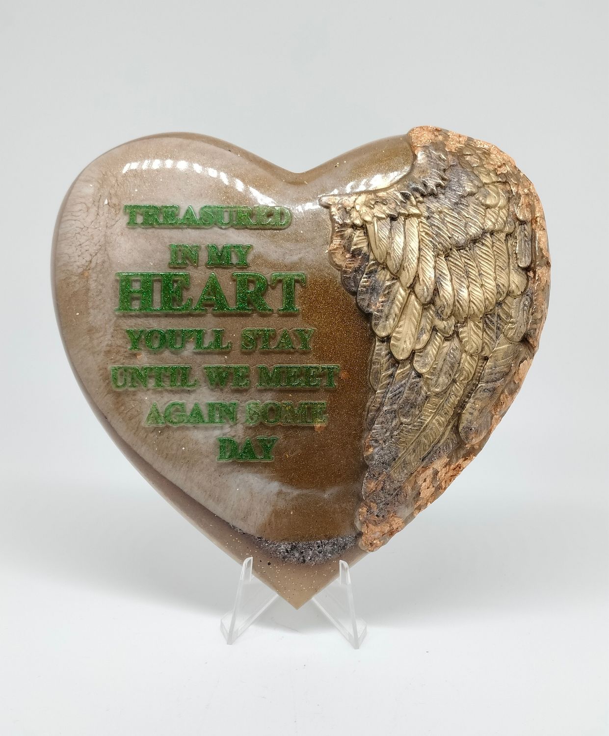 Herdenkingshart met vaste tekst en vleugels