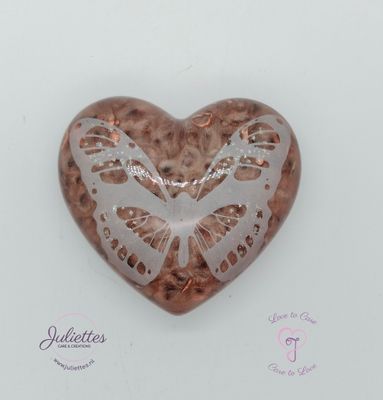 Orgonite hart L met witte vlinder