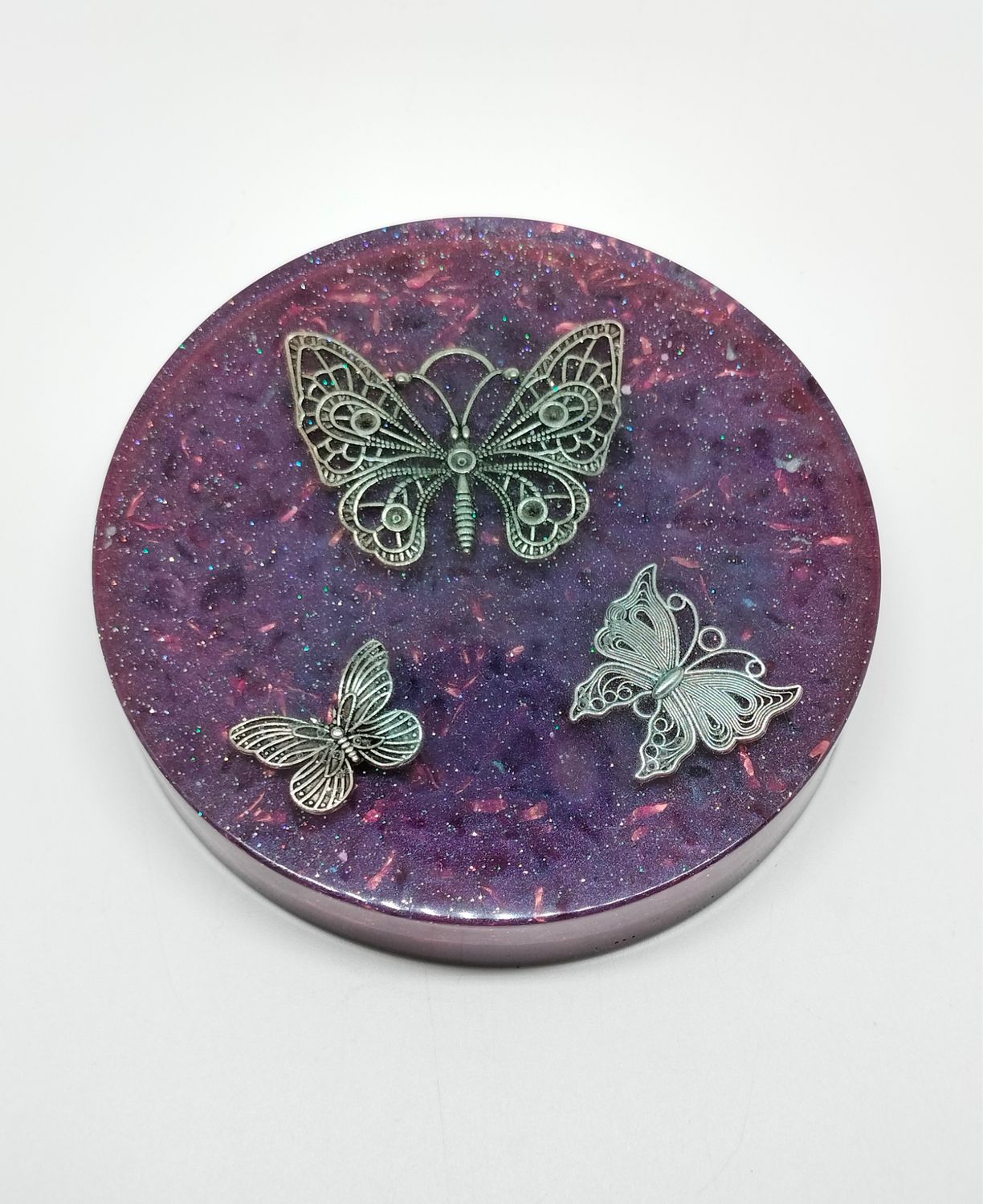 Orgonite oplaadschijf XL vlinders/mandala