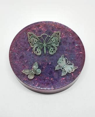 Orgonite oplaadschijf XL vlinders/mandala