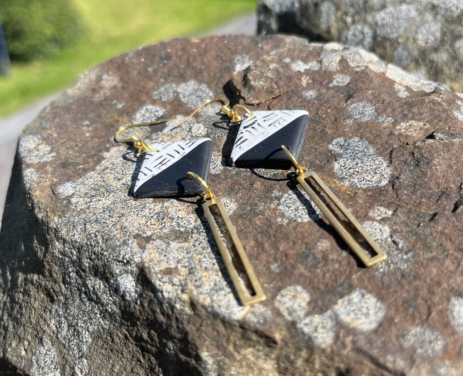 Black White Diamond Earring with Charms