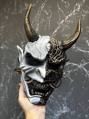 Japanese DBD Oni mask White and Black wearable