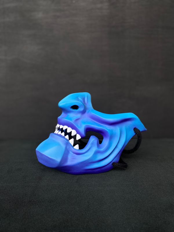 Japanese Blue Oni Mempo Half Mask