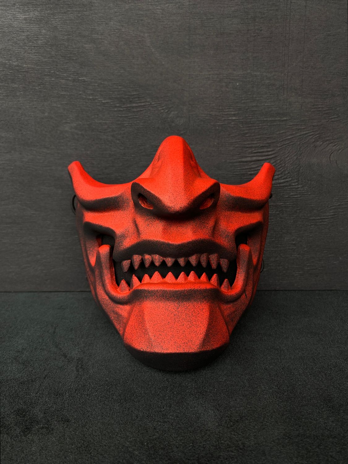 Oni Red Black Half Mask