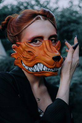 Kurama Half Mask with Painting