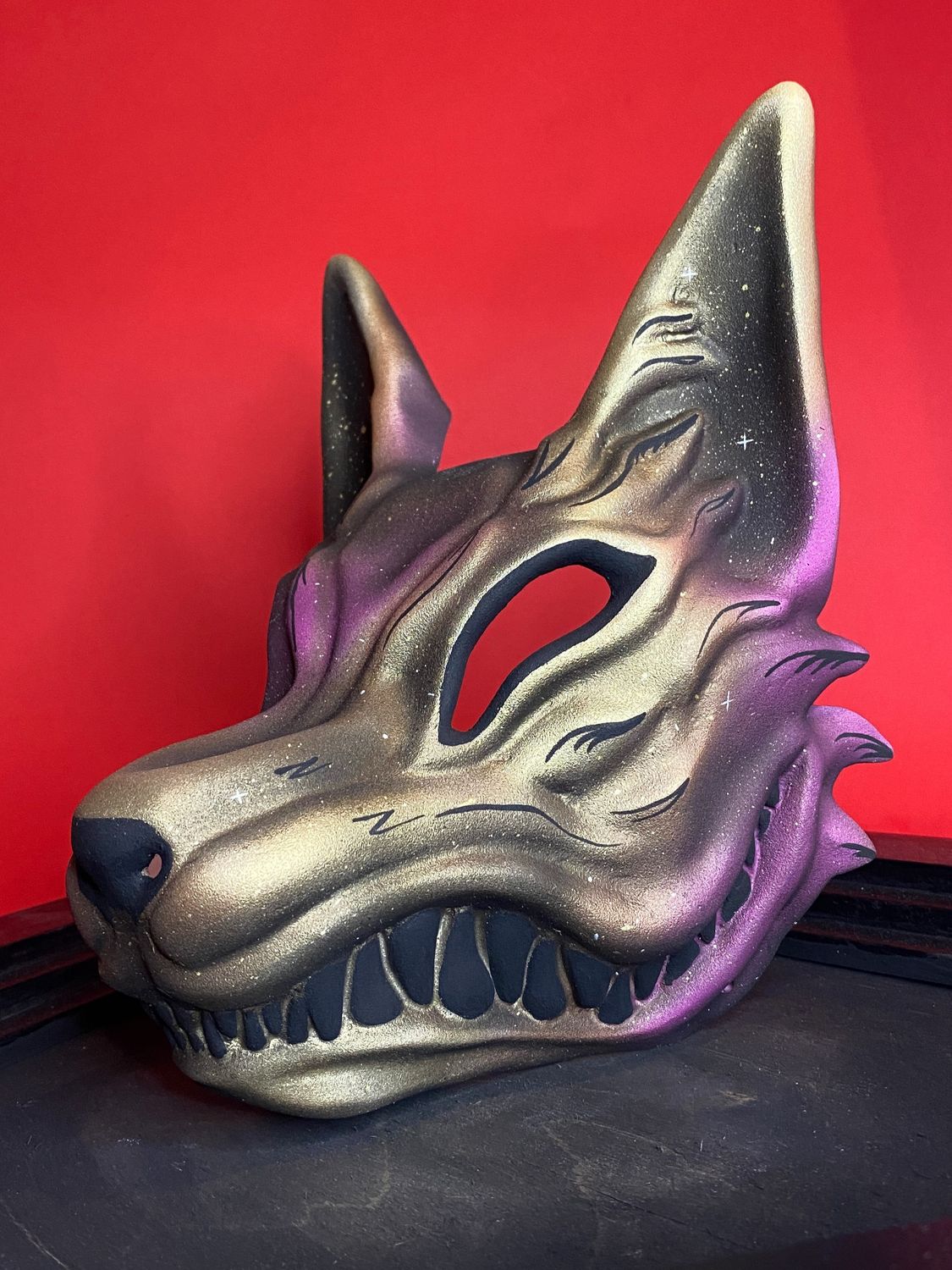 Starry Sky: Purple and Gold Kitsune mask