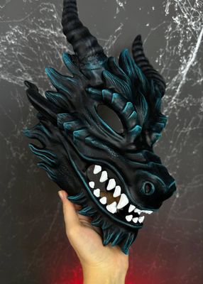 Black and Teal Dragon Mask