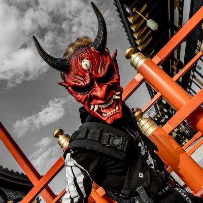 Red Dead by Daylight Oni Mask for cosplay