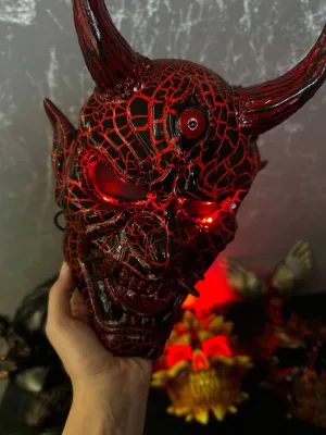 DBD Oni Mask: Red and Black with LED lights