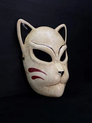 Japanese Kitsune mask with craquelure