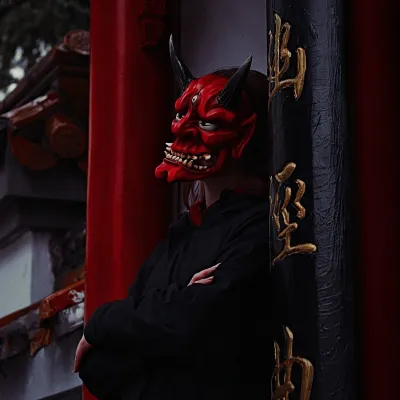 Japanese Red Oni mask