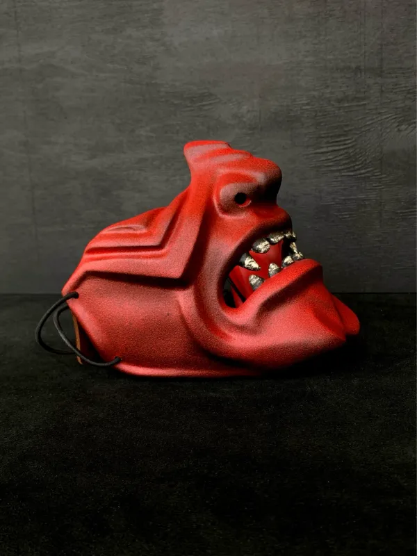 Red Samurai Half Mask