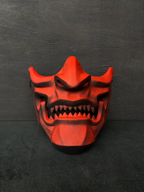 Oni Half Mask: Red &amp; Black