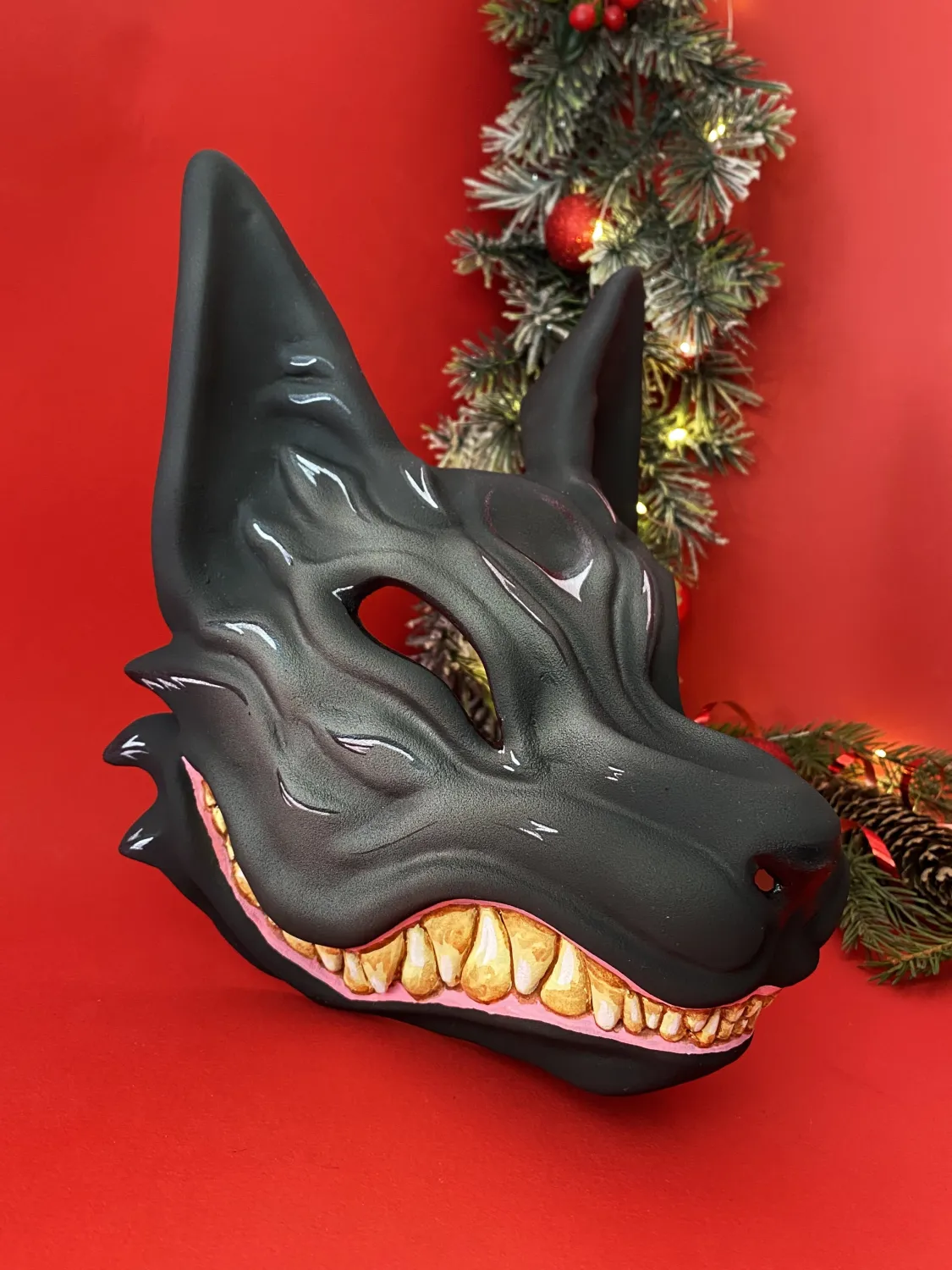 Black and Silver Kitsune Mask