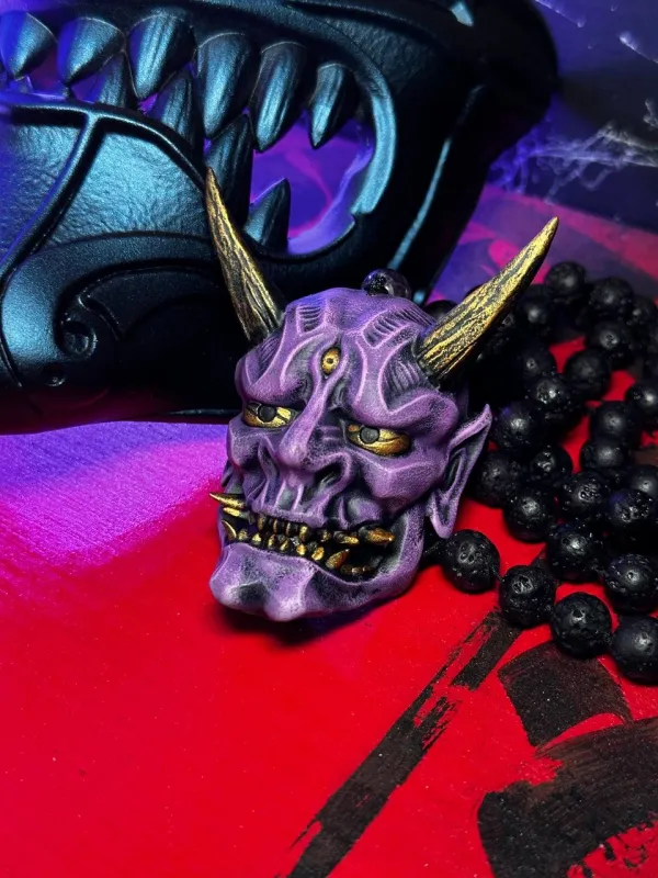 Purple Oni mask Necklace