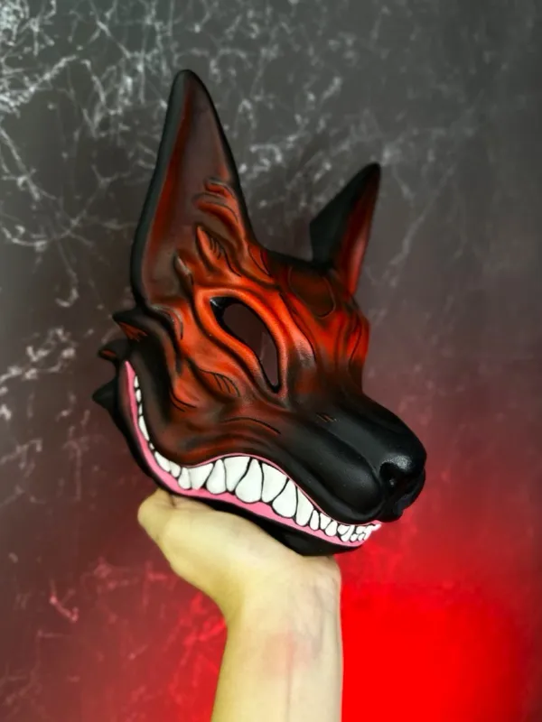Red and Black Kitsune Mask