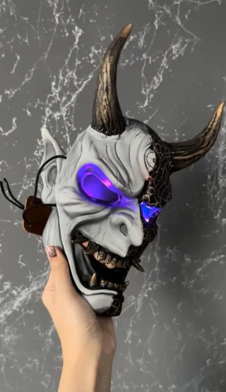 DBD Oni Mask White and Black with LED light