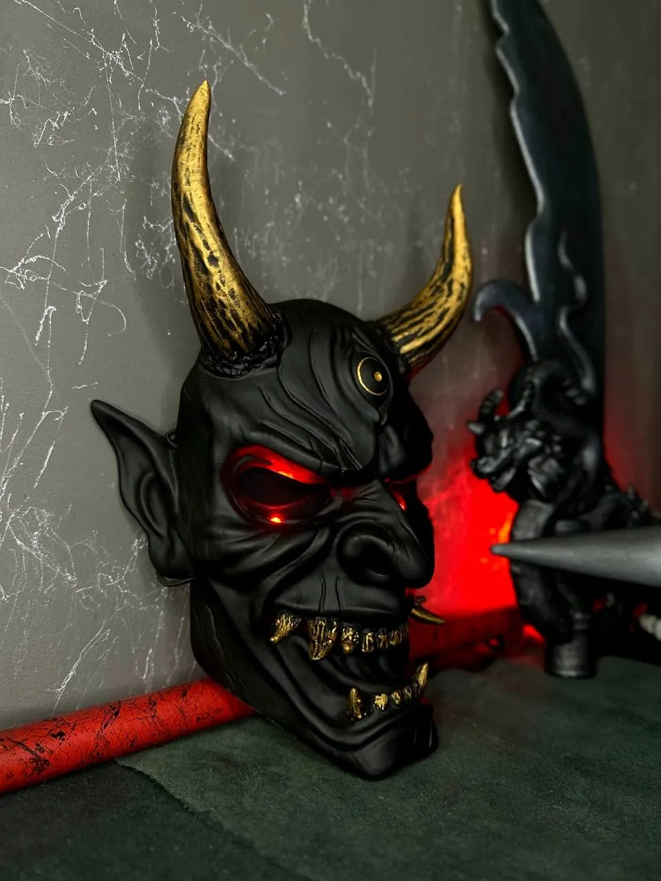 Black DBD Oni Mask with LED light