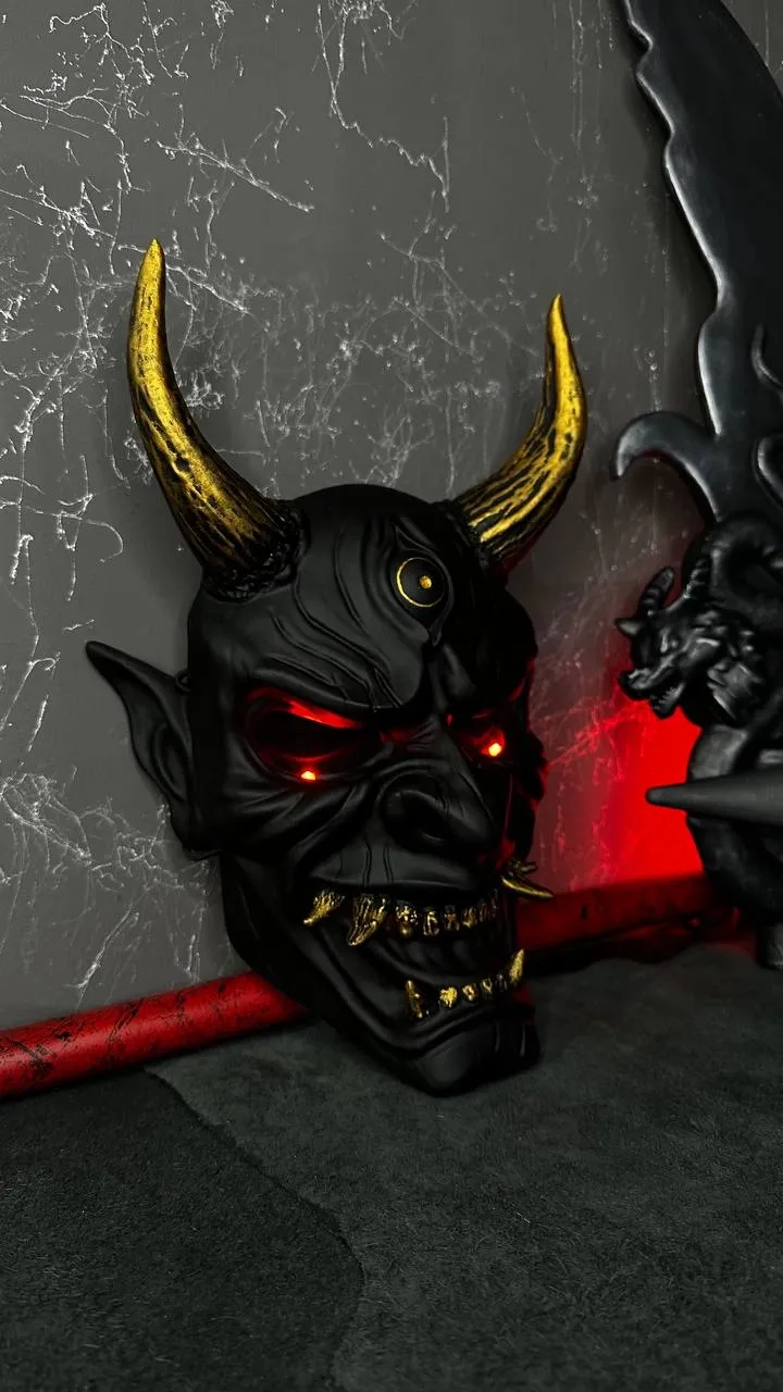 Black DBD Oni Mask with LED light