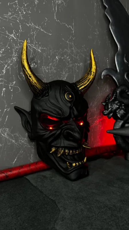 Black DBD Oni Mask with LED light