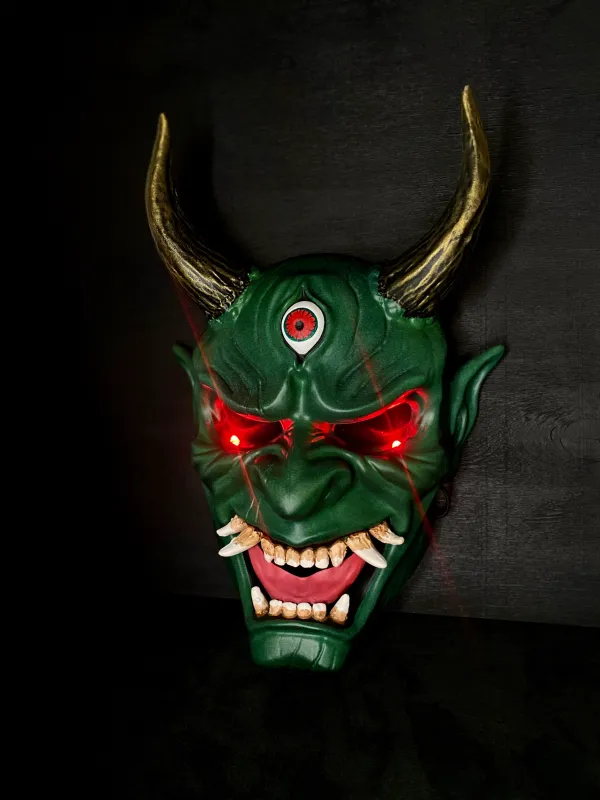 Green DBD Oni Mask with LED light