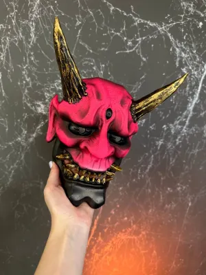 Japanese UV Glow Pink Oni Mask