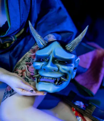 Japanese Blue Geisha Hannya Mask