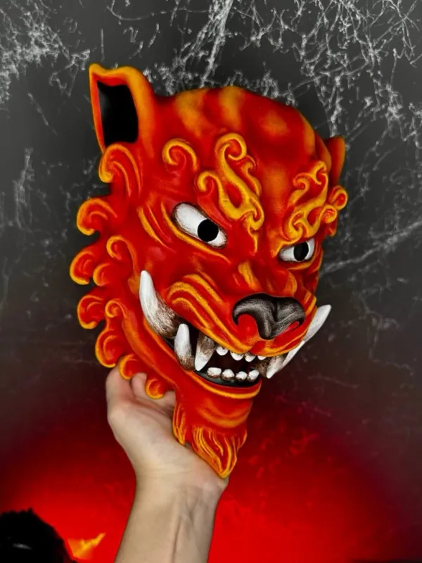 Japanese Komainu Mask: Fiery