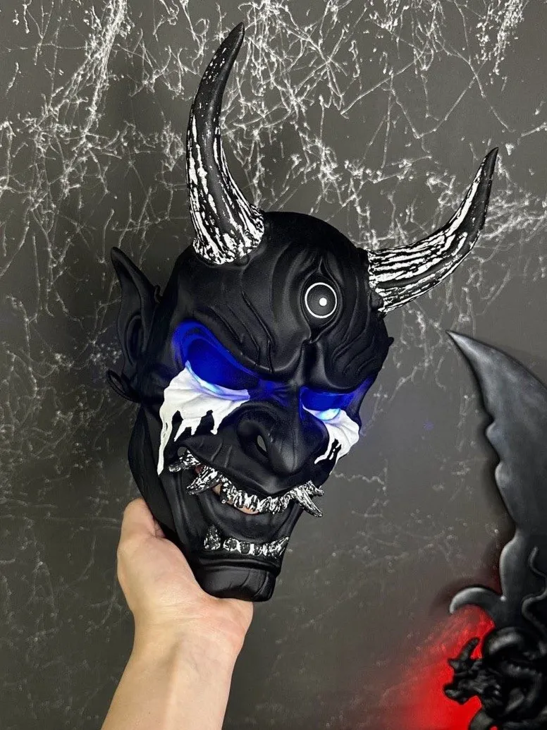 Crying Oni Mask with blue LED light