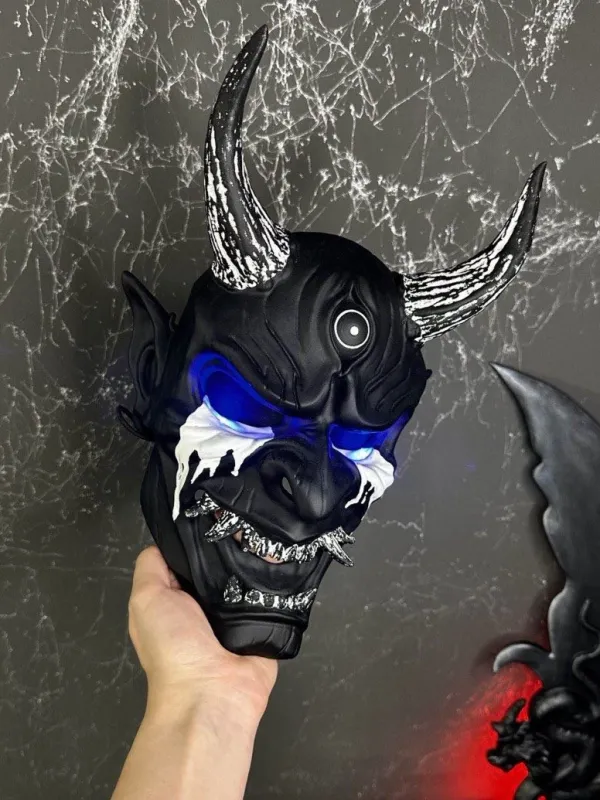 Crying Oni Mask with blue LED light