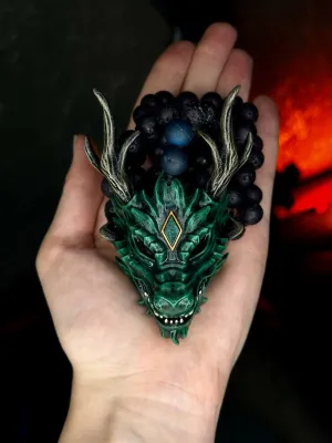 Green dragon mask necklace