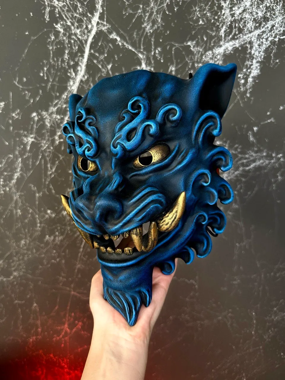 Japanese Blue Komainu Mask
