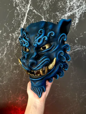 Japanese Blue Komainu Mask