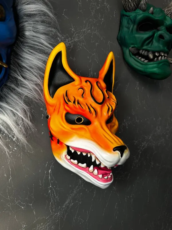 Kitsune mask Orange&amp;Black
