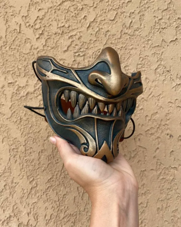 Genzin Samurai mask: Bronze