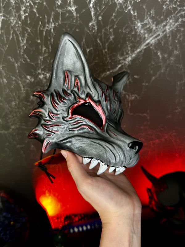Japanese Kitsune Half Mask Pink Metallic