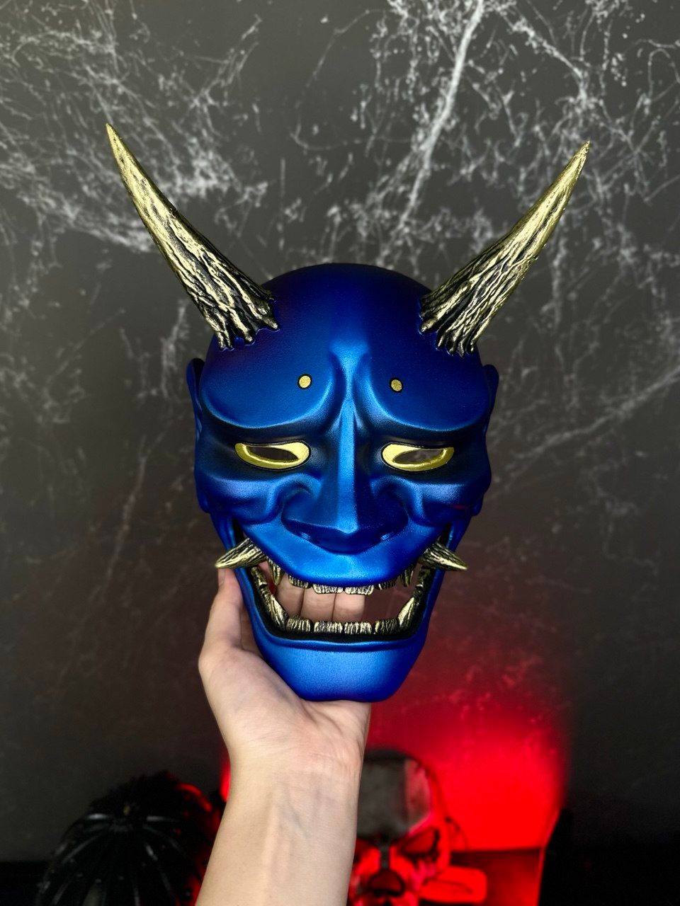 Japanese Blue Gold Hannya Mask